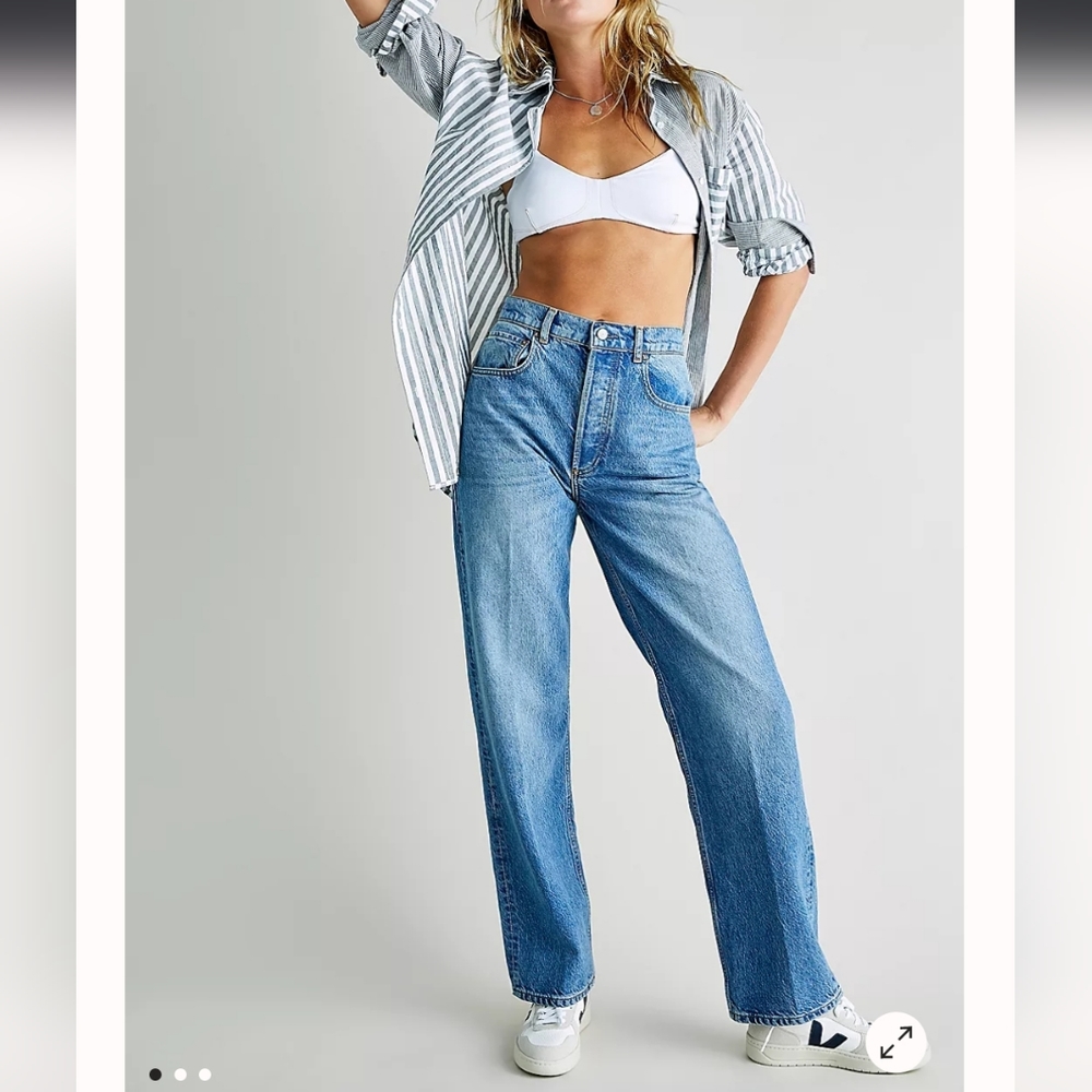 BOYISH Denim High Rise Wide Leg Ziggy Jeans Size 24